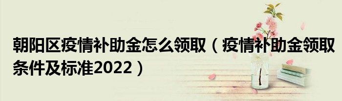 朝阳区疫情补助金怎么领取（疫情补助金领取条件及标准2022）