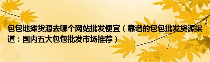 包包地摊货源去哪个网站批发便宜（靠谱的包包批发货源渠道：国内五大包包批发市场推荐）