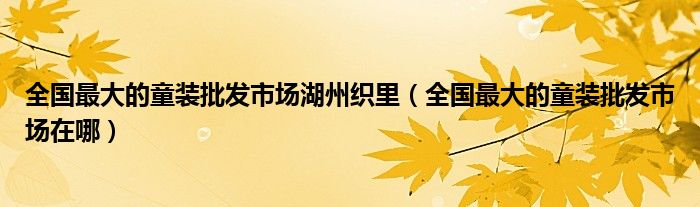 全国最大的童装批发市场湖州织里（全国最大的童装批发市场在哪）