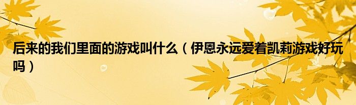 后来的我们里面的游戏叫什么（伊恩永远爱着凯莉游戏好玩吗）