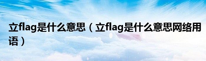 立flag是什么意思（立flag是什么意思网络用语）