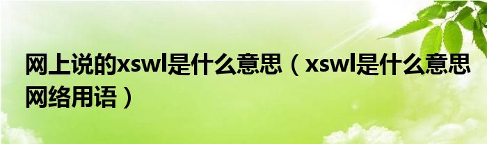 网上说的xswl是什么意思（xswl是什么意思网络用语）