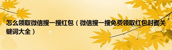 怎么领取微信搜一搜红包（微信搜一搜免费领取红包封面关键词大全）