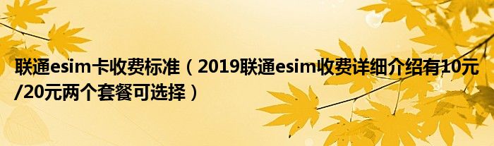 联通esim卡收费标准（2019联通esim收费详细介绍有10元/20元两个套餐可选择）