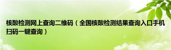 核酸检测网上查询二维码（全国核酸检测结果查询入口手机扫码一键查询）