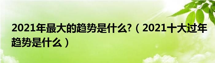 2021年最大的趋势是什么?（2021十大过年趋势是什么）