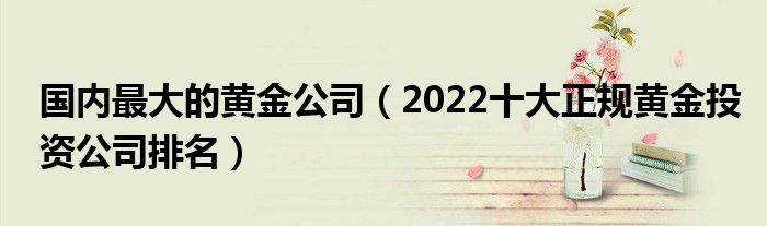 国内最大的黄金公司（2022十大正规黄金投资公司排名）