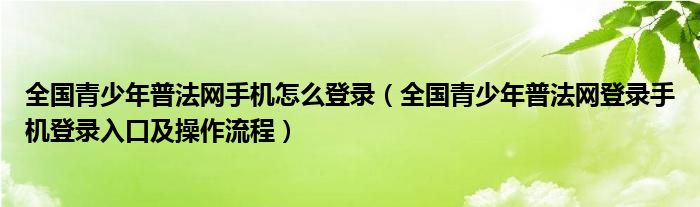 全国青少年普法网手机怎么登录（全国青少年普法网登录手机登录入口及操作流程）