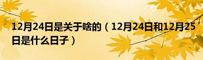 12月24日是关于啥的（12月24日和12月25日是什么日子）