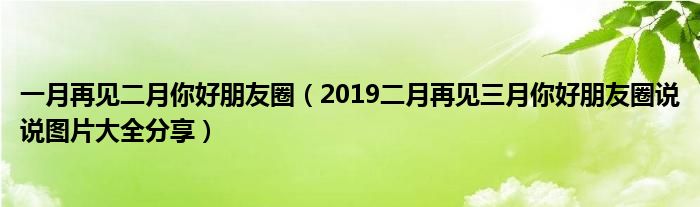 一月再见二月你好朋友圈（2019二月再见三月你好朋友圈说说图片大全分享）