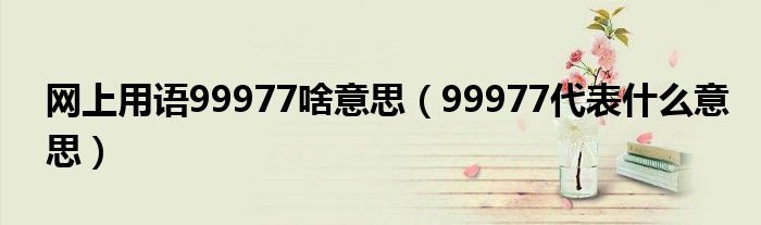 网上用语99977啥意思（99977代表什么意思）