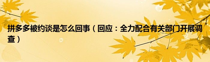 拼多多被约谈是怎么回事（回应：全力配合有关部门开展调查）