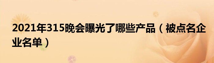 2021年315晚会曝光了哪些产品（被点名企业名单）