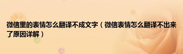 微信里的表情怎么翻译不成文字（微信表情怎么翻译不出来了原因详解）