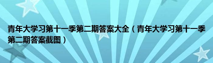 青年大学习第十一季第二期答案大全（青年大学习第十一季第二期答案截图）