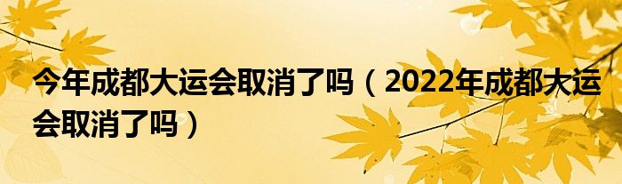 今年成都大运会取消了吗（2022年成都大运会取消了吗）