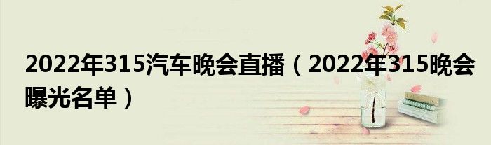 2022年315汽车晚会直播（2022年315晚会曝光名单）