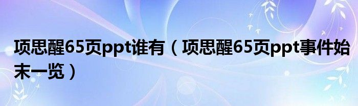 项思醒65页ppt谁有（项思醒65页ppt事件始末一览）