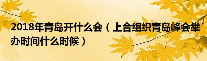 2018年青岛开什么会（上合组织青岛峰会举办时间什么时候）