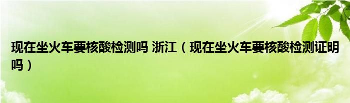 现在坐火车要核酸检测吗 浙江（现在坐火车要核酸检测证明吗）