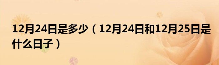 12月24日是多少（12月24日和12月25日是什么日子）