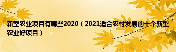 新型农业项目有哪些2020（2021适合农村发展的十个新型农业好项目）