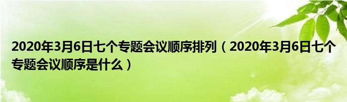 2020年3月6日七个专题会议顺序排列（2020年3月6日七个专题会议顺序是什么）