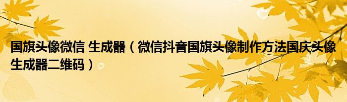 国旗头像微信 生成器（微信抖音国旗头像制作方法国庆头像生成器二维码）