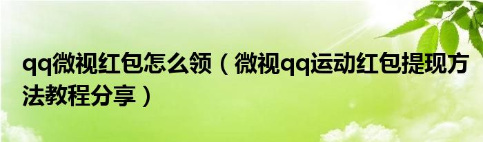 qq微视红包怎么领（微视qq运动红包提现方法教程分享）