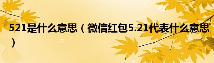 521是什么意思（微信红包5.21代表什么意思）