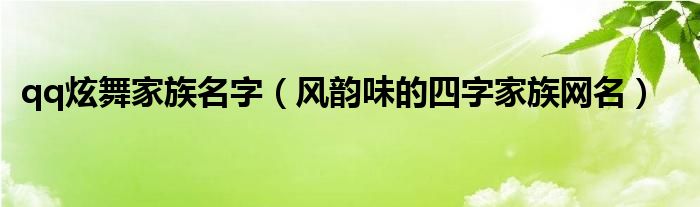 qq炫舞家族名字（风韵味的四字家族网名）