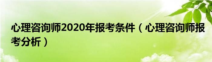 心理咨询师2020年报考条件（心理咨询师报考分析）