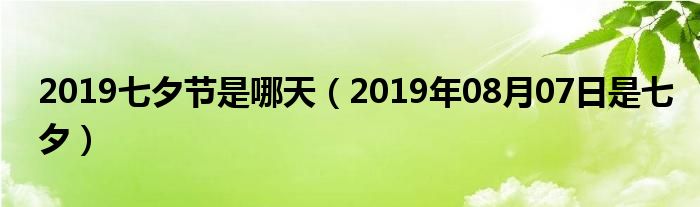 2019七夕节是哪天（2019年08月07日是七夕）