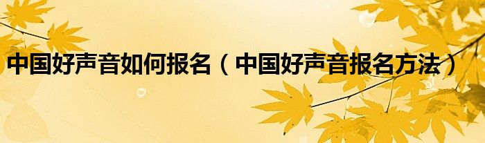 中国好声音如何报名（中国好声音报名方法）