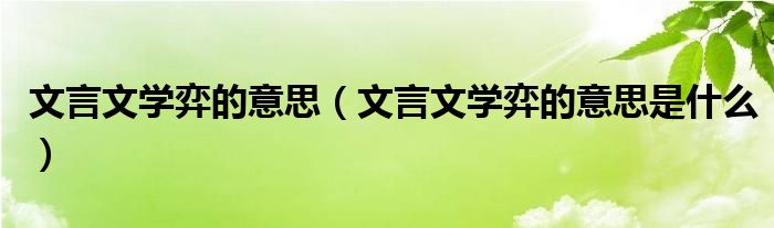 文言文学弈的意思（文言文学弈的意思是什么）