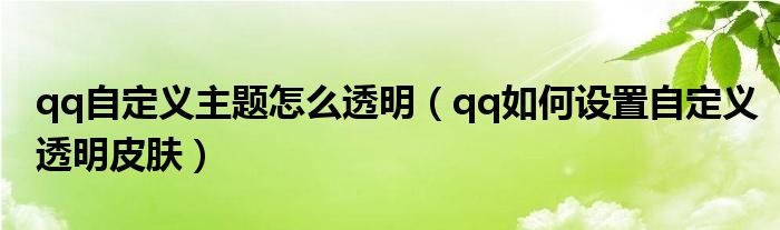 qq自定义主题怎么透明（qq如何设置自定义透明皮肤）