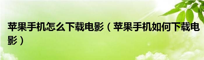 苹果手机怎么下载电影（苹果手机如何下载电影）