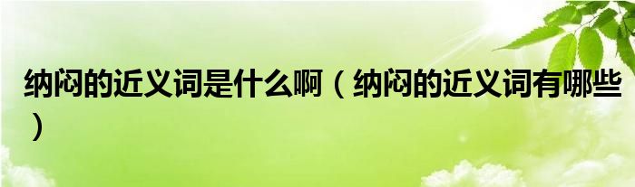 纳闷的近义词是什么啊（纳闷的近义词有哪些）