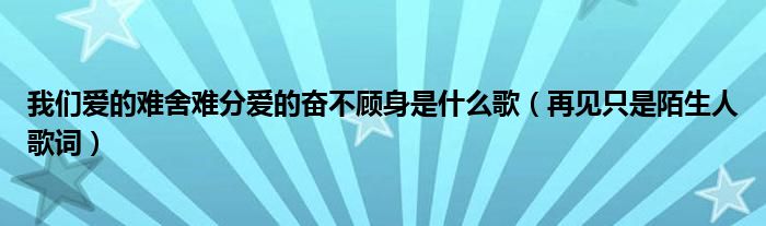 我们爱的难舍难分爱的奋不顾身是什么歌（再见只是陌生人歌词）