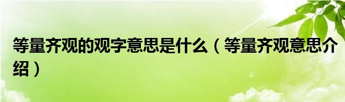 等量齐观的观字意思是什么（等量齐观意思介绍）