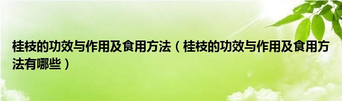 桂枝的功效与作用及食用方法（桂枝的功效与作用及食用方法有哪些）