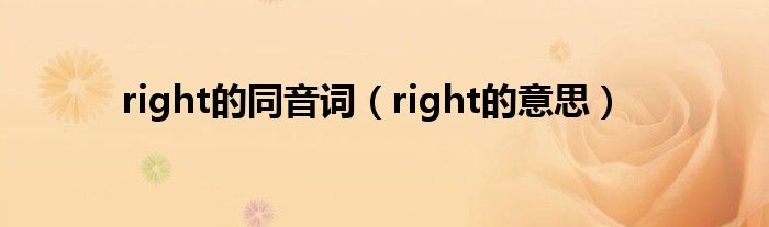 right的同音词（right的意思）