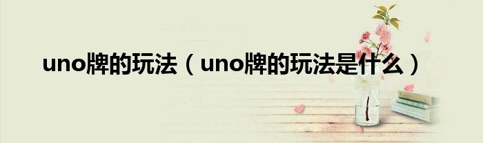 uno牌的玩法（uno牌的玩法是什么）