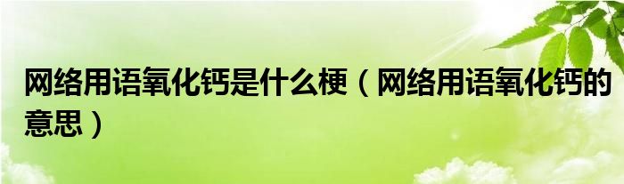 网络用语氧化钙是什么梗（网络用语氧化钙的意思）