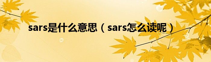 sars是什么意思（sars怎么读呢）