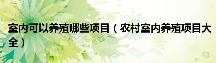 室内可以养殖哪些项目（农村室内养殖项目大全）