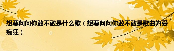 想要问问你敢不敢是什么歌（想要问问你敢不敢是歌曲为爱痴狂）