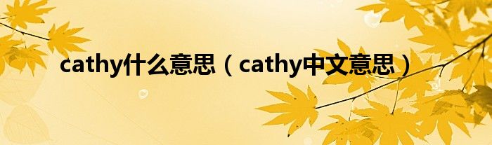 cathy什么意思（cathy中文意思）