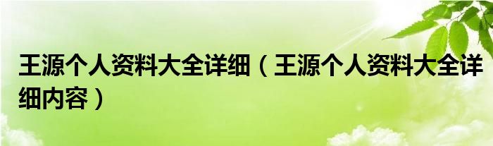 王源个人资料大全详细（王源个人资料大全详细内容）