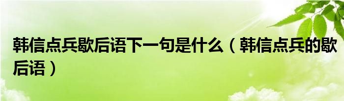 韩信点兵歇后语下一句是什么（韩信点兵的歇后语）